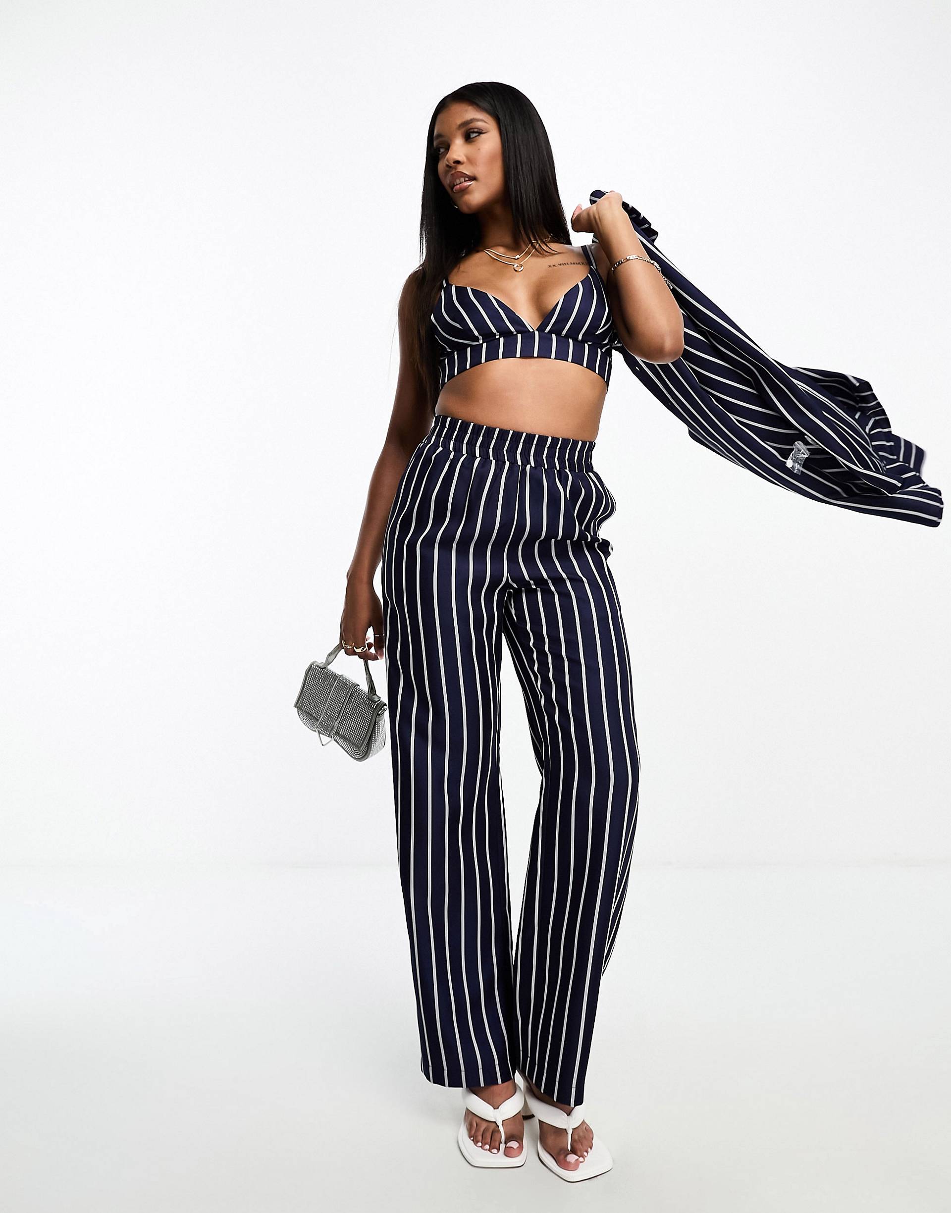 

Брюки 4th & Reckless stripe high waist, синий