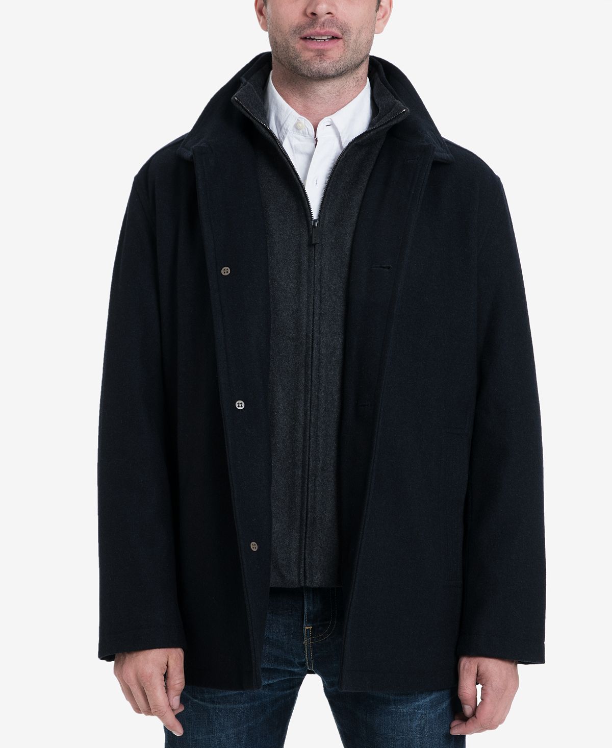 цена Мужское многослойное автомобильное пальто из смесовой шерсти, созданное для macy's London Fog, мульти