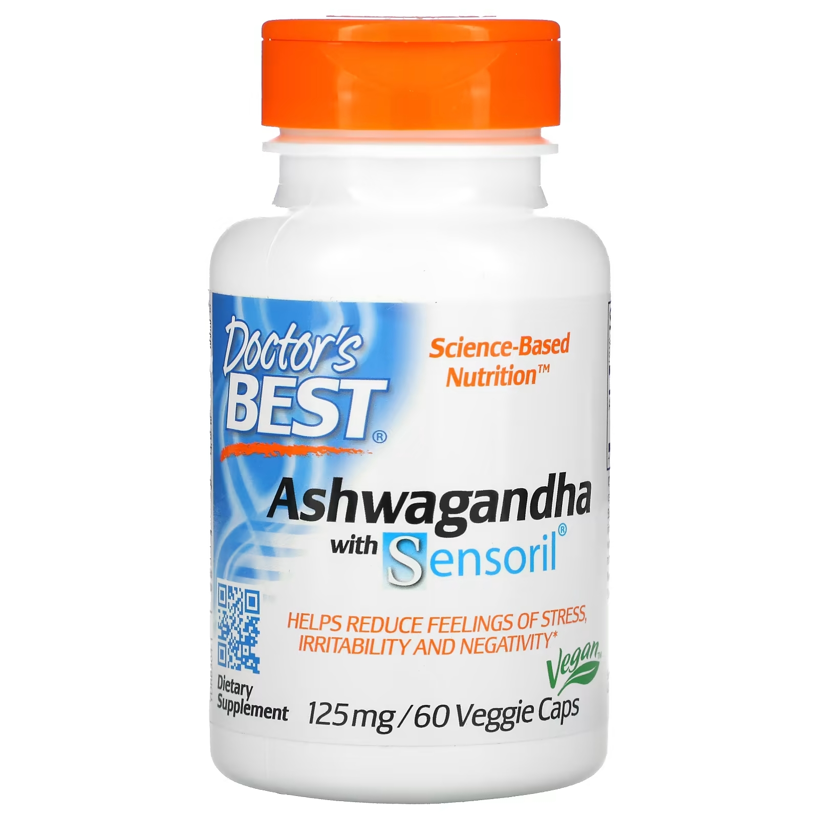 Doctor's Best ашваганда с Sensoril 125 мг, 60 вегетарианских капсул doctor s best superior sleep с sensoril alphawave 60 растительных капсул