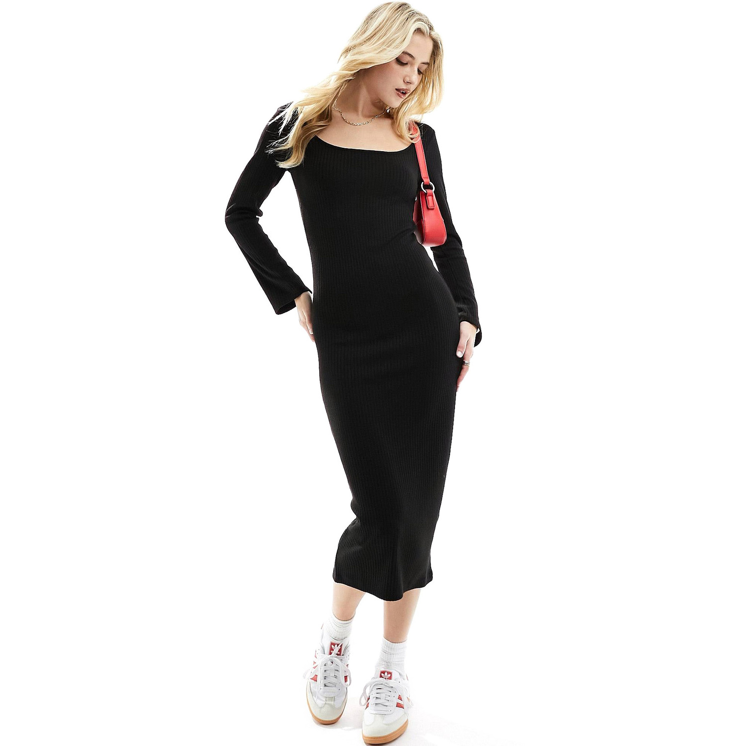 

Платье New Look Long Sleeve Scoop Neck Midi, черный