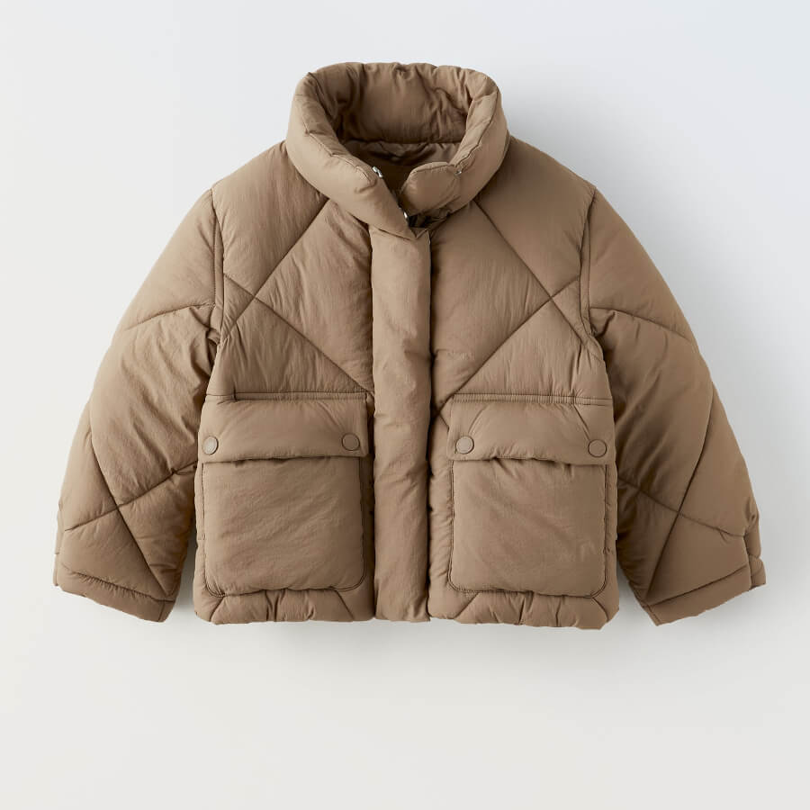 Куртка Zara Nylon, серовато-коричневый