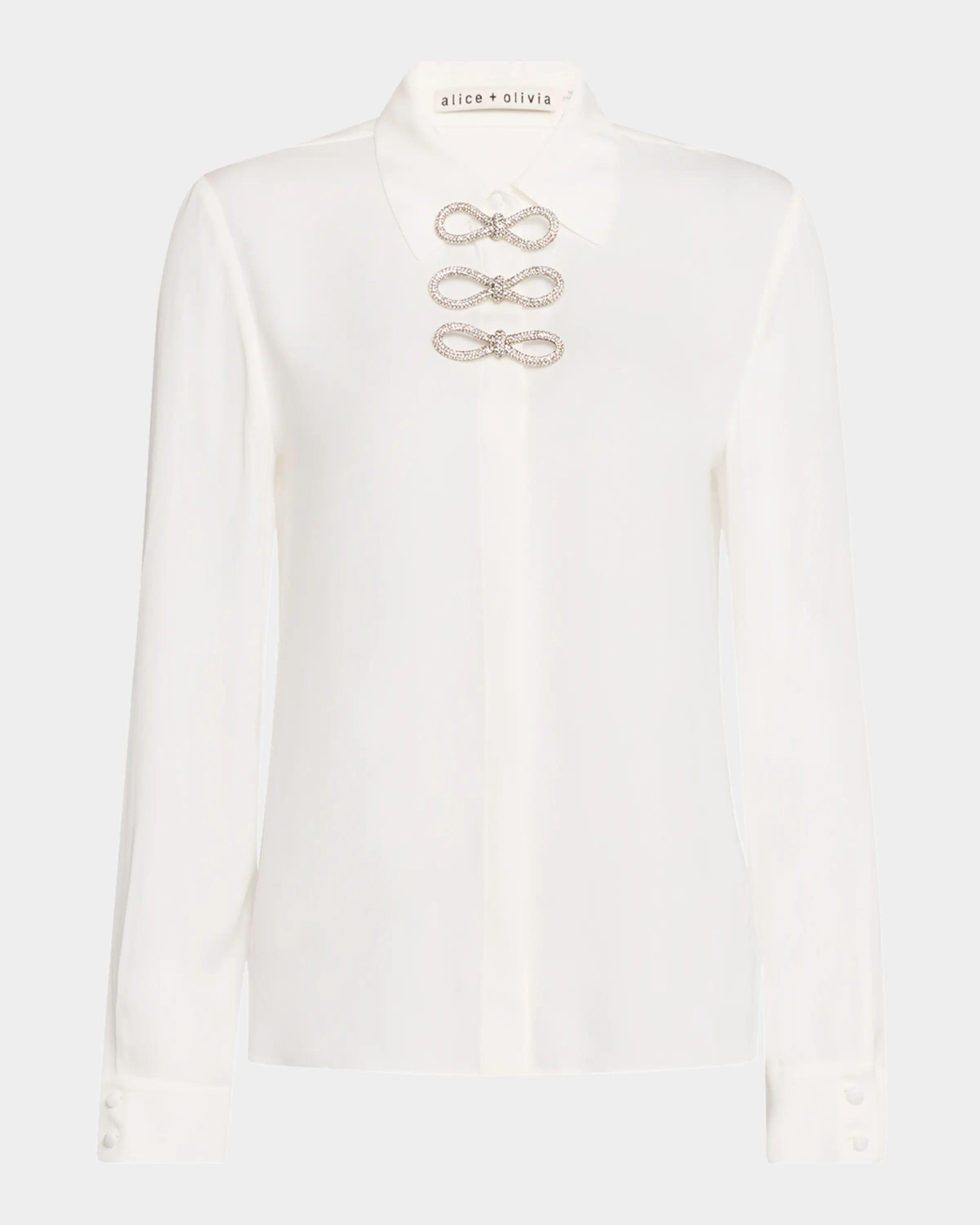 

Топ Willa с планкой и декорированным бантом Alice + Olivia, кремовый