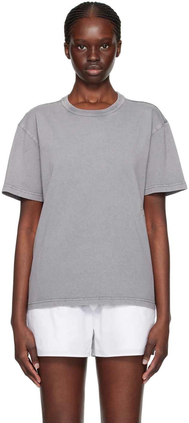 

Серая футболка с выцветшими узорами Alexanderwang.T, цвет Acid fog