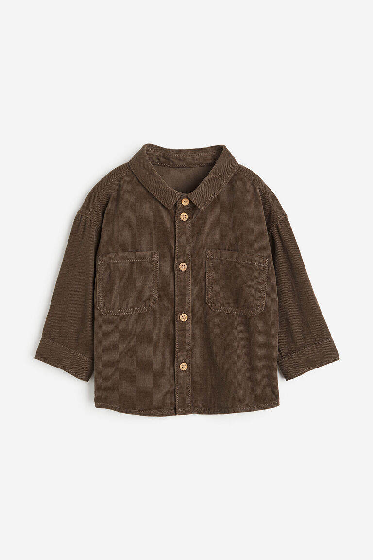 Рубашка из хлопкового вельвета H&M, коричневый
