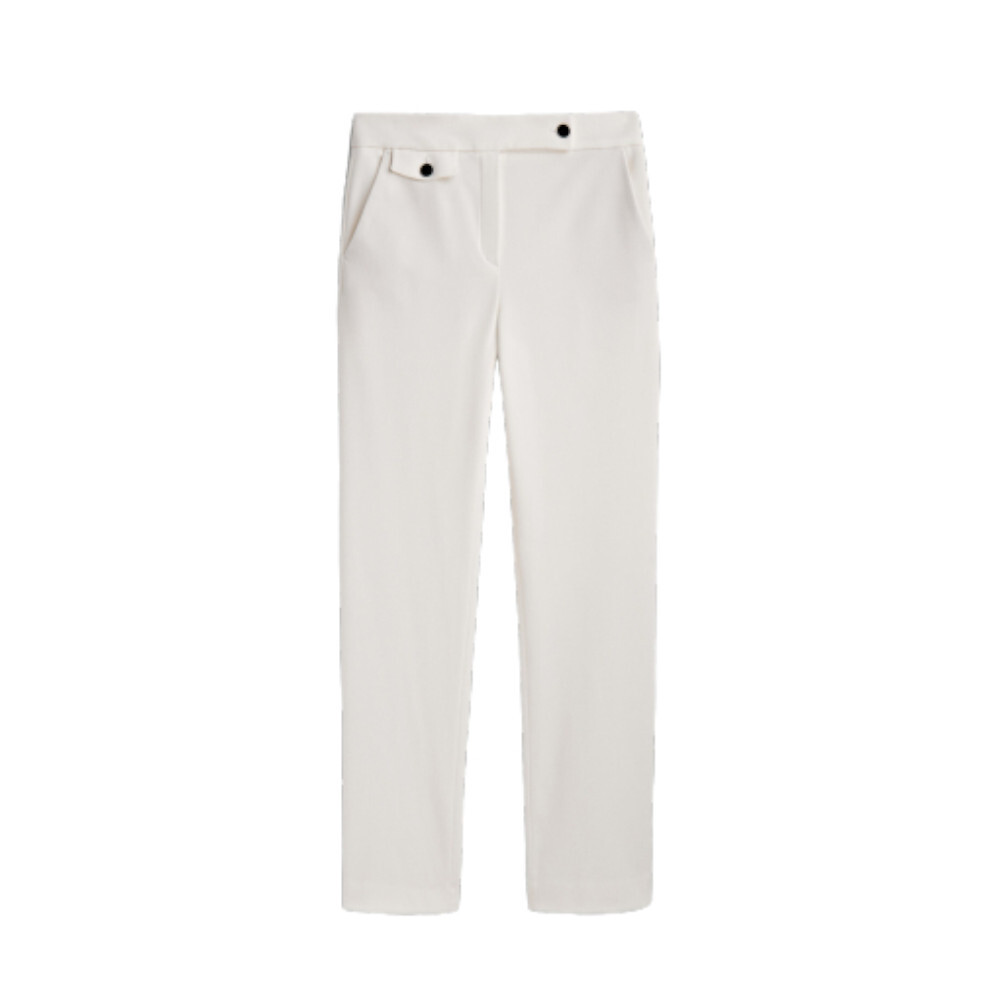 

Брюки из смесовой шерсти с клапаном Massimo Dutti Wool and Flap Detail, кремовый