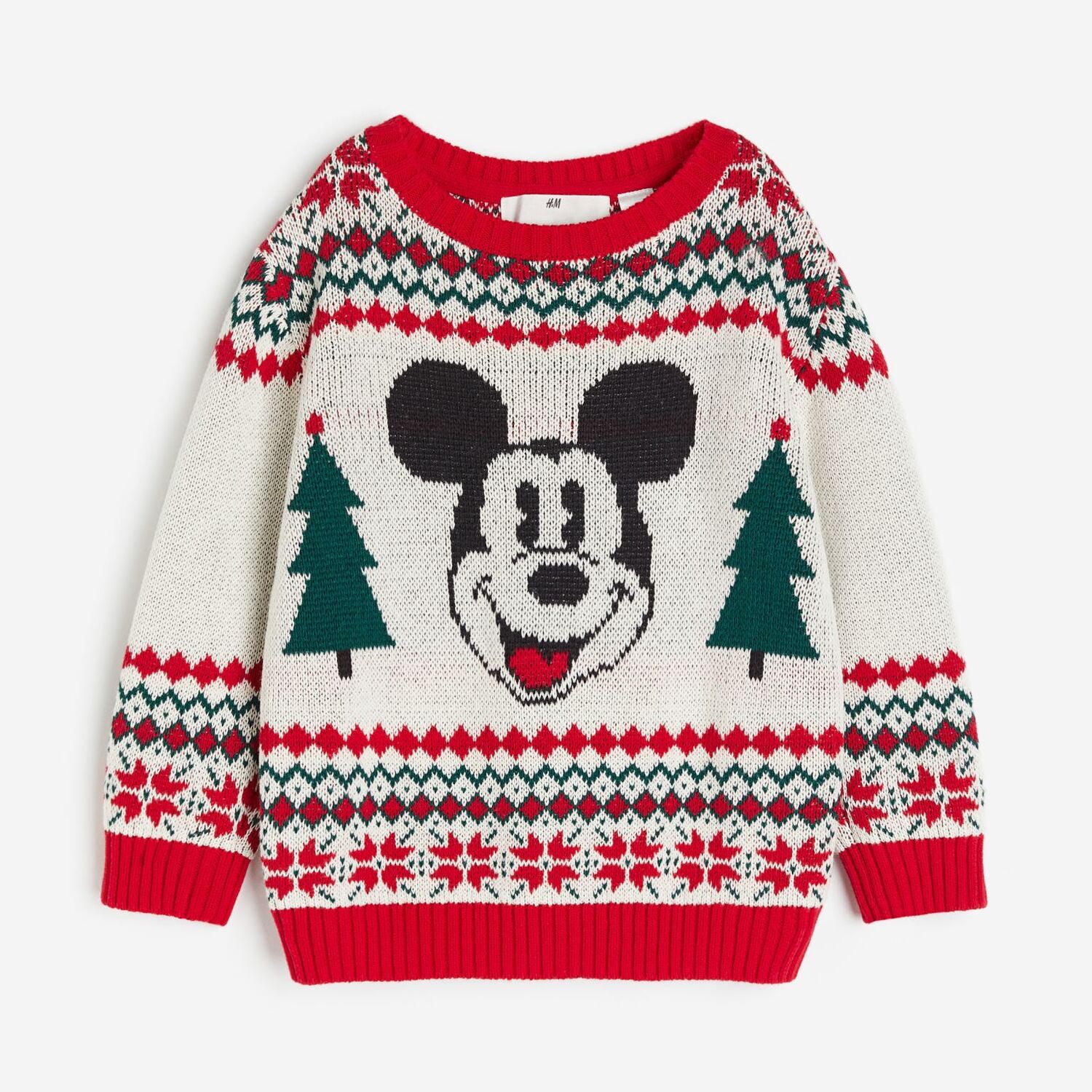 Джемпер H&M Disney Mickey Mouse Jacquard-knit, белый/красный джемпер oysho christmas jacquard knit красный