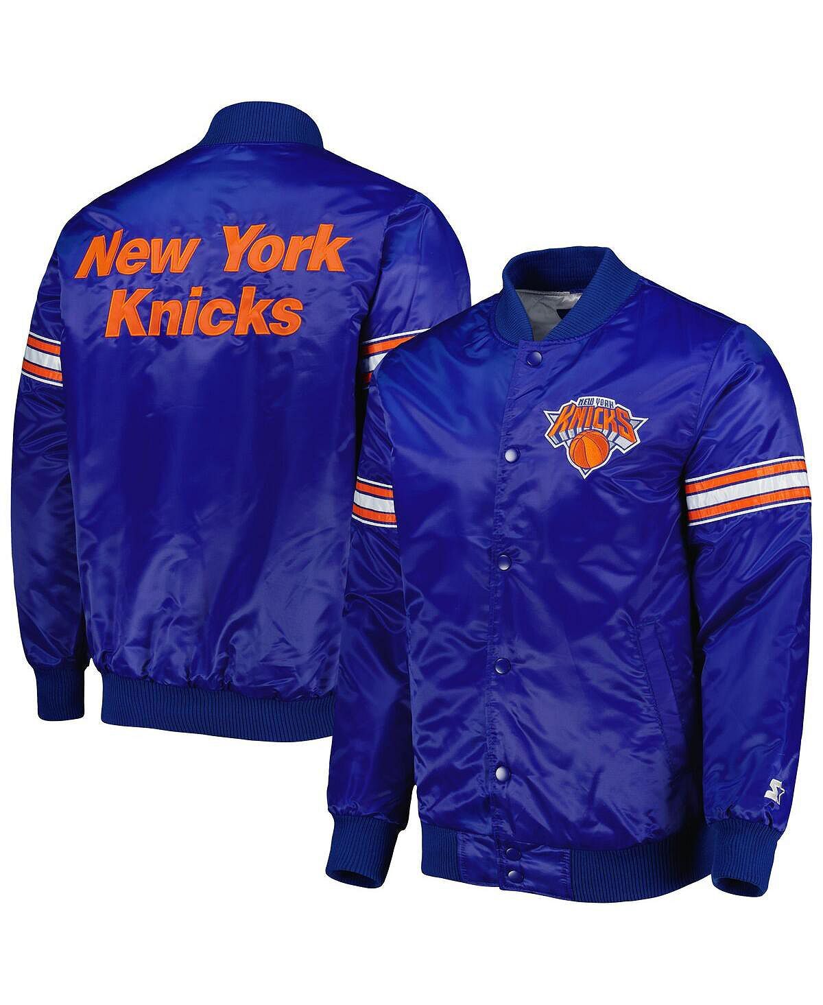 

Мужская синяя атласная университетская куртка new york knicks pick and roll с полной застежкой Starter, синий