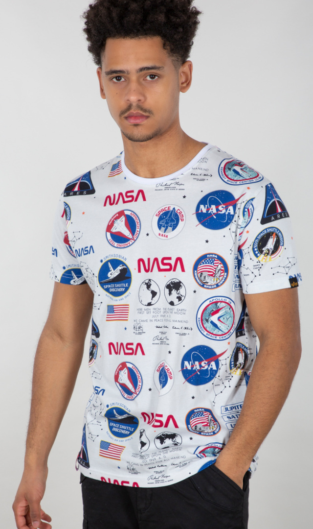 

Футболка Alpha Industries NASA AOP, белая