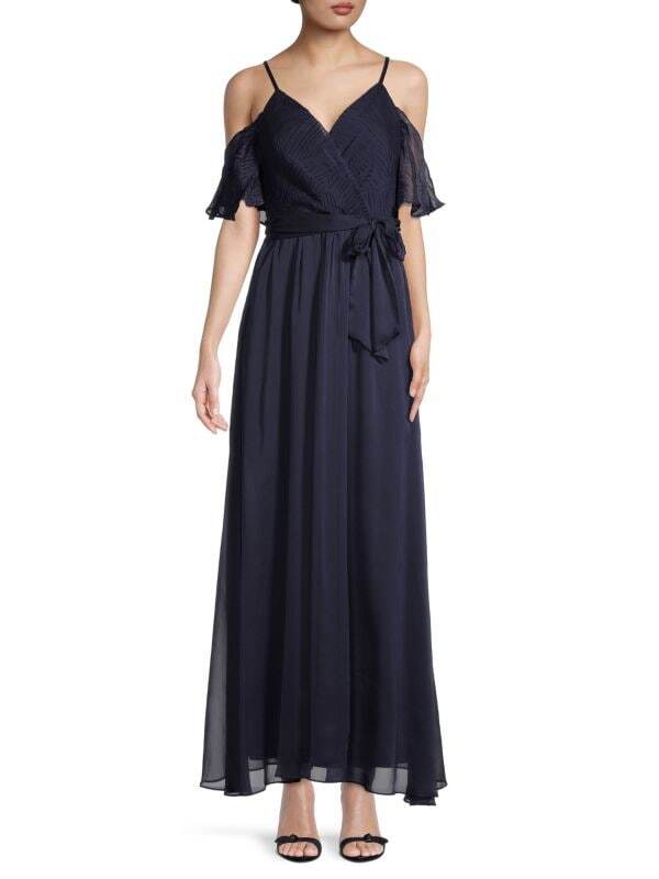 

Платье Dkny макси с открытыми плечами, темно-синий