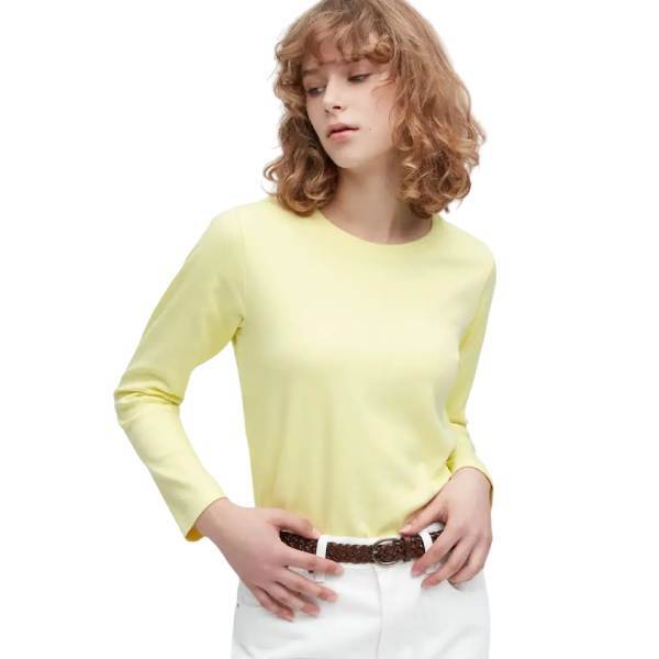 

Лонгслив Uniqlo Smooth Stretch Cotton, желтый