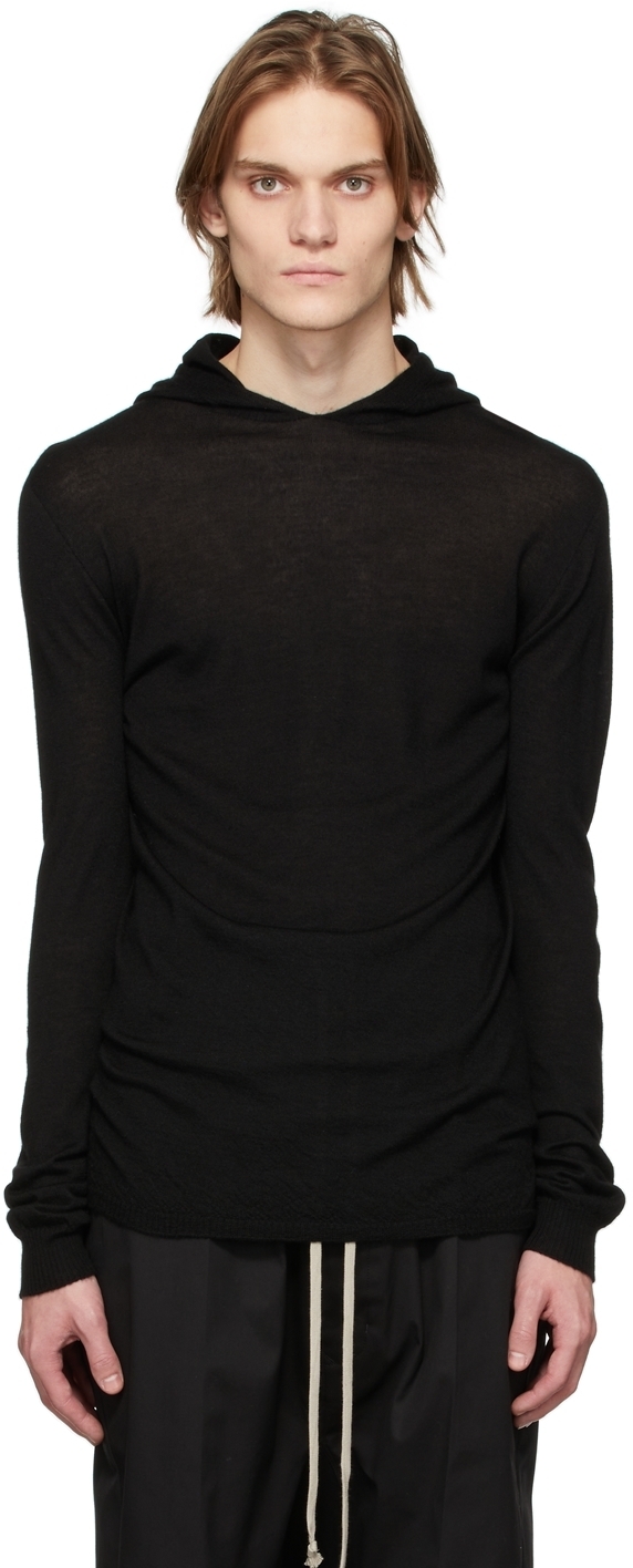 

Черный худи из кашемира Rick Owens