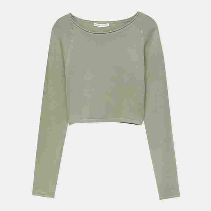 

Джемпер Pull&Bear Cropped, хаки
