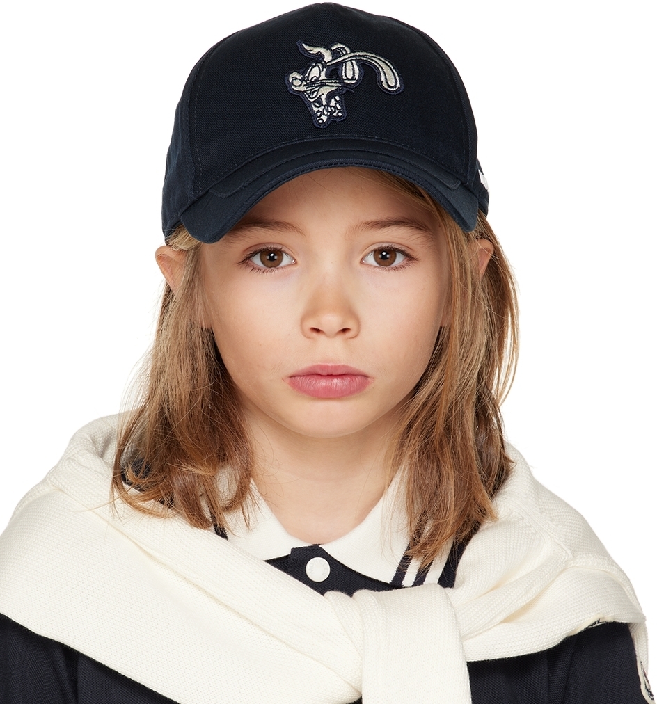 

Детская темно-синяя кепка с вышивкой Moncler Enfant