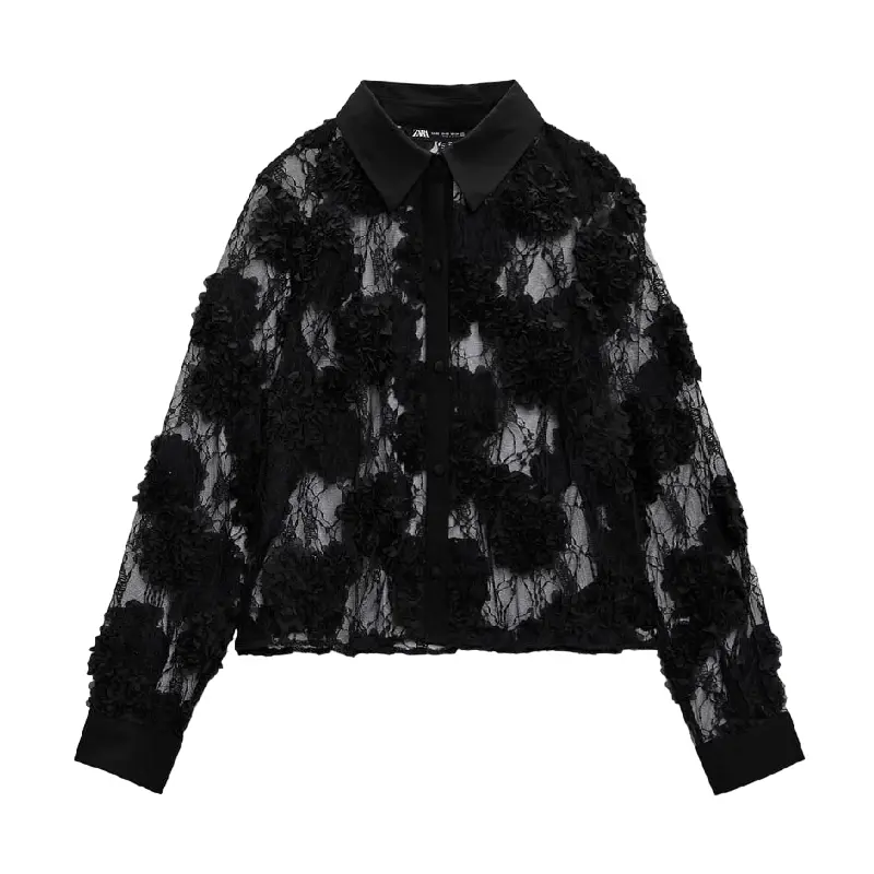 

Рубашка Zara Contrast Tulle, черный