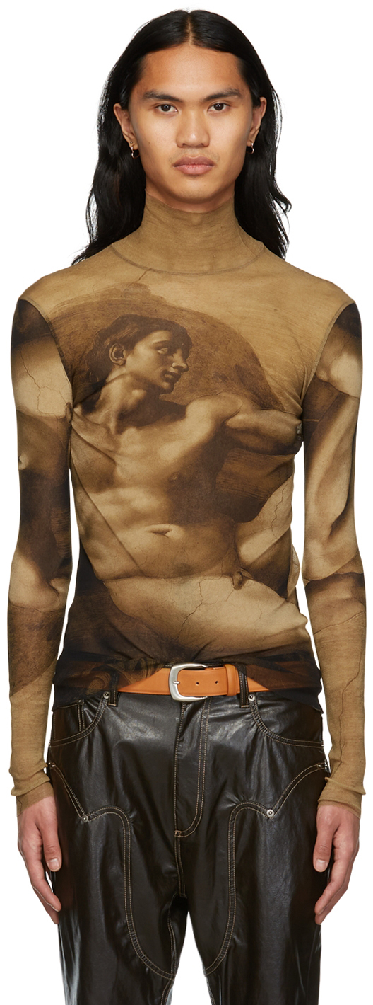 

Эксклюзивная коричневая нейлоновая водолазка SSENSE Jean Paul Gaultier