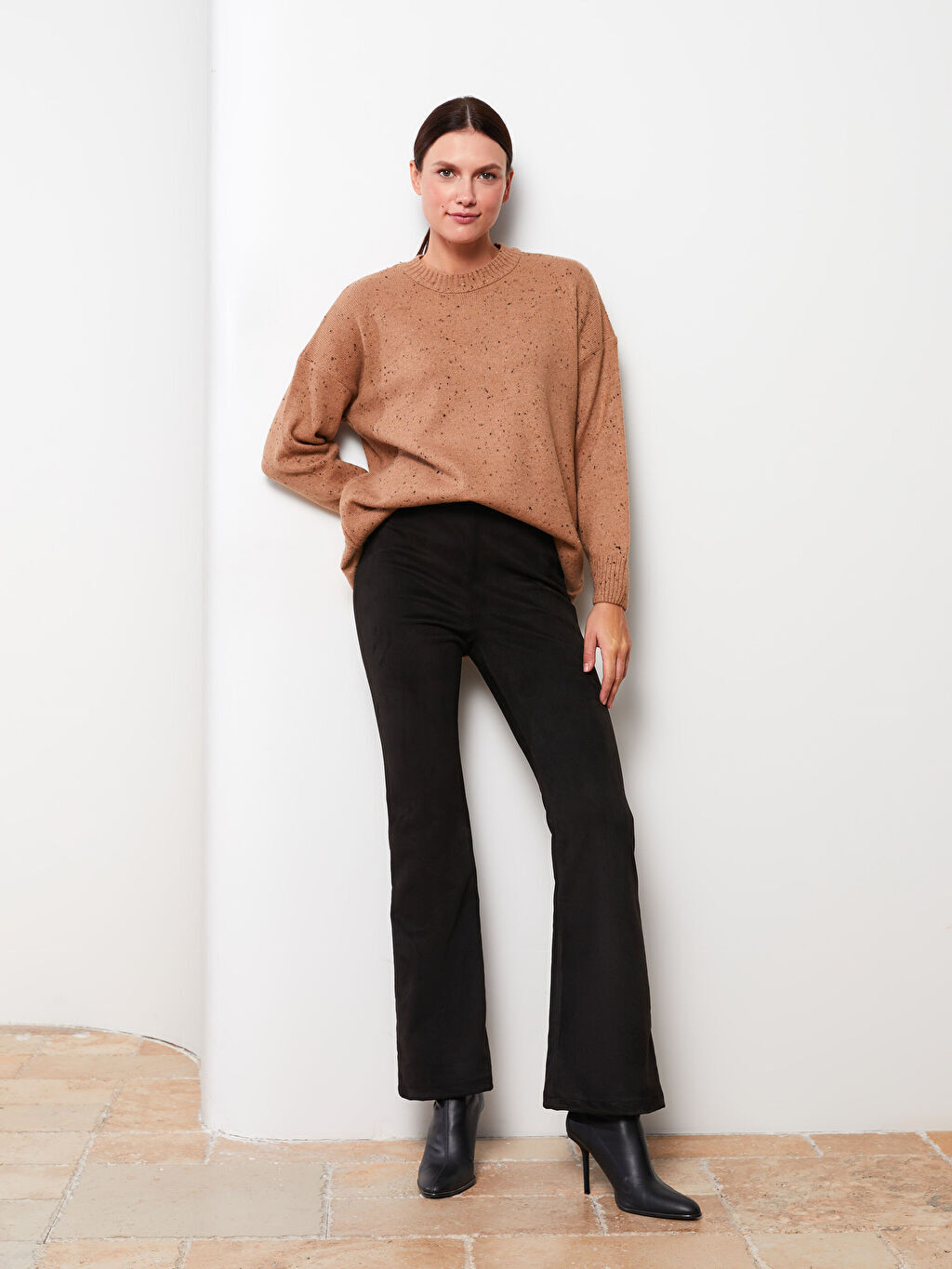 

Прямые замшевые женские брюки Spanish Leg LCW Modest, Черный