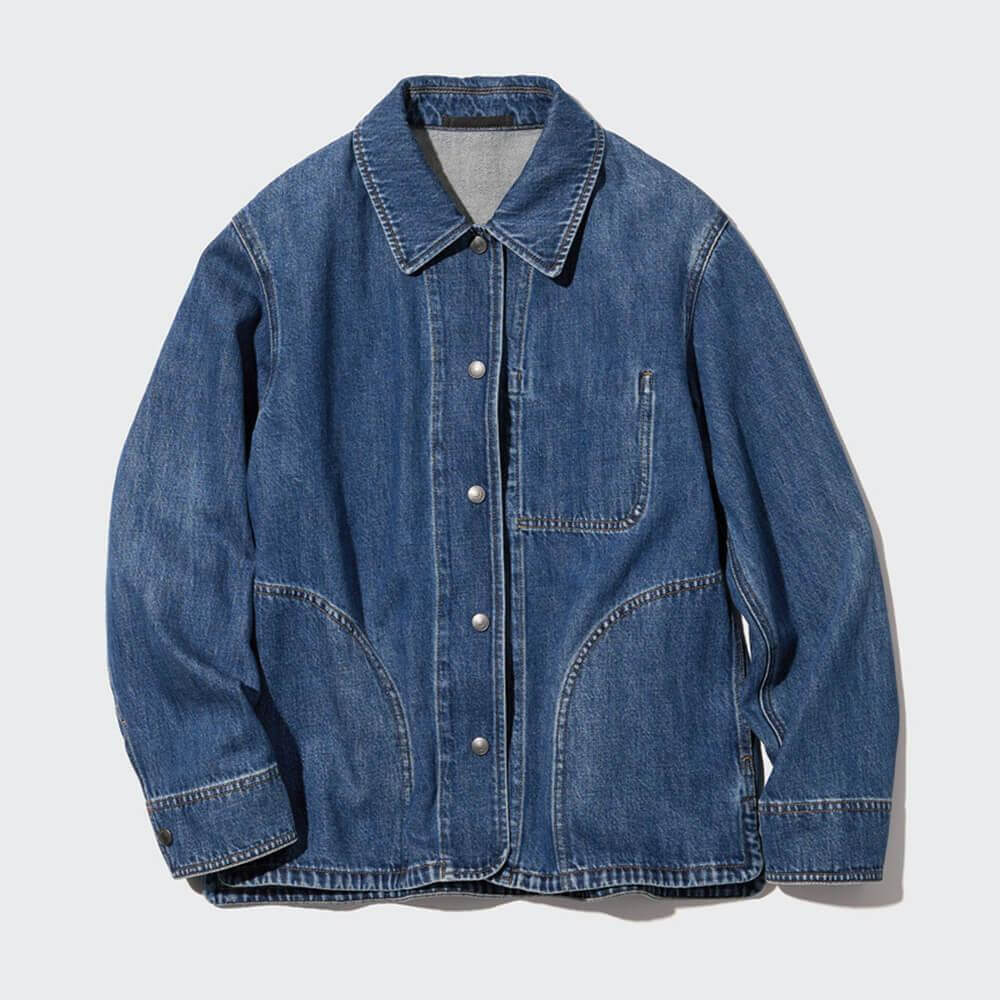 

Джинсовая куртка Uniqlo Washed Retro Style Loose Long, синий