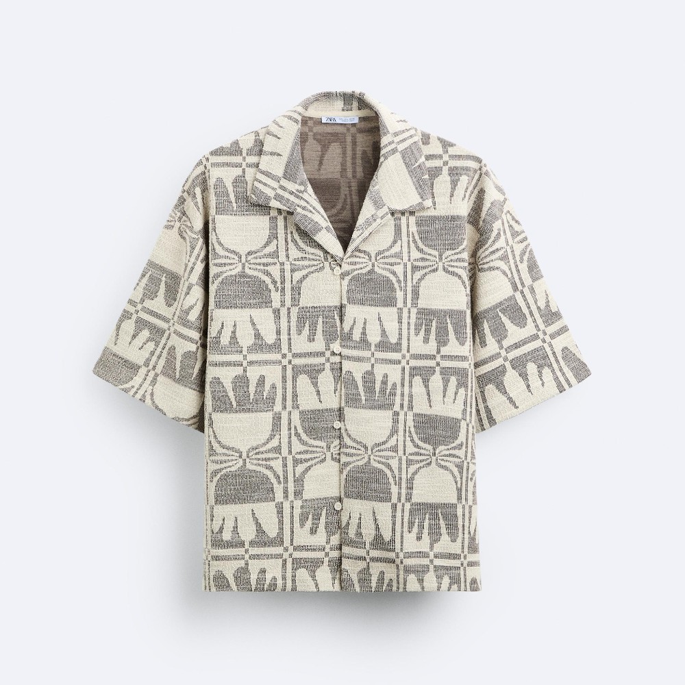 Рубашка Zara Jacquard, кремовый куртка zara geometric jacquard мультиколор
