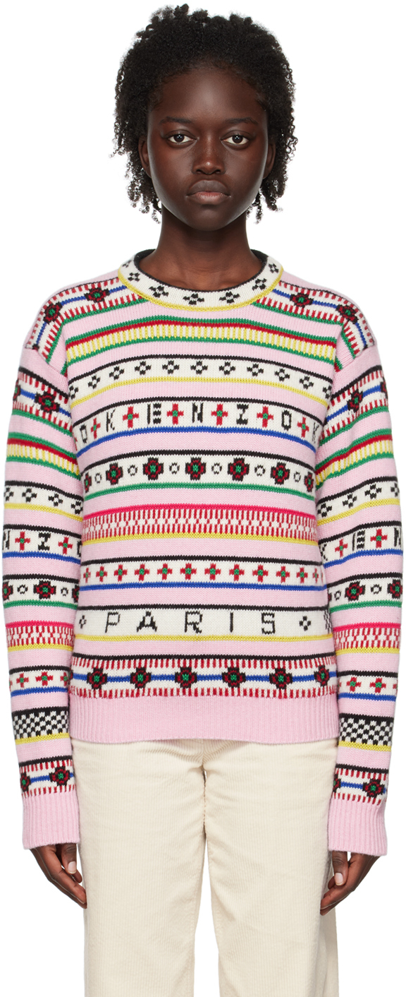 

Розовый свитер с ярмарочными островами Kenzo Paris