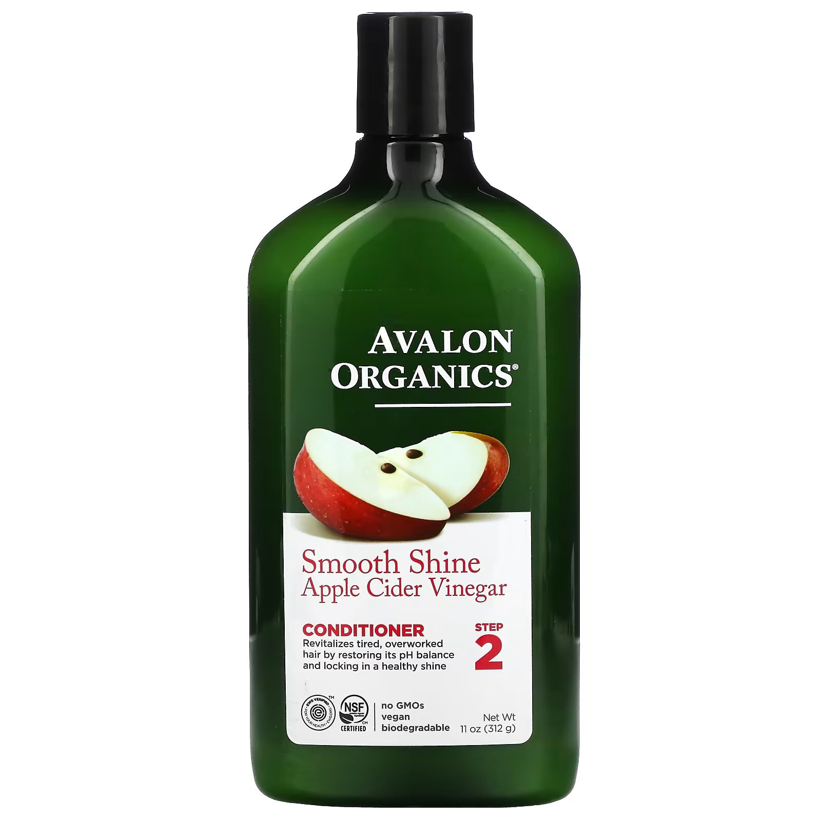 Avalon Organics, Кондиционер, для гладкого блеска, шаг 2, яблочный уксус, 312 г (11 унций) - фото