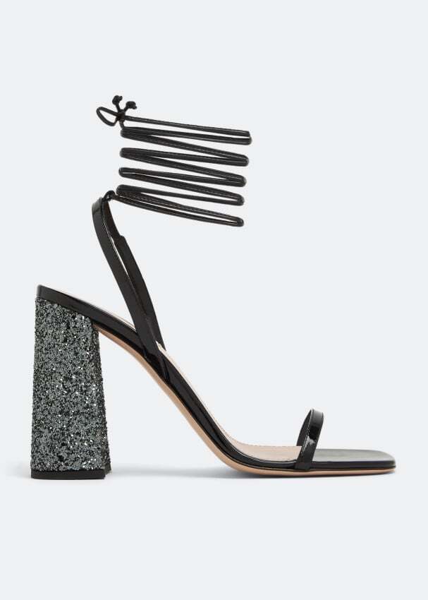 

Сандалии MIU MIU Patent leather glitter sandals, черный
