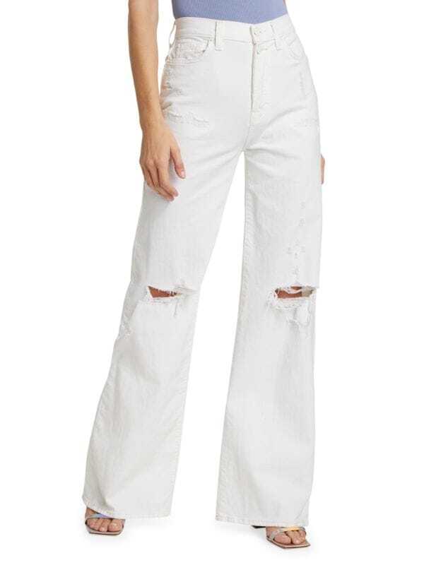 

Потертые джинсы с ультравысокой посадкой 7 For All Mankind White