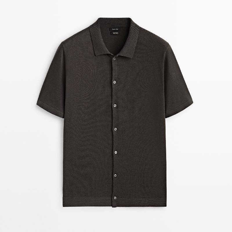 

Рубашка Massimo Dutti Sleeve Milano, антрацитово-серый