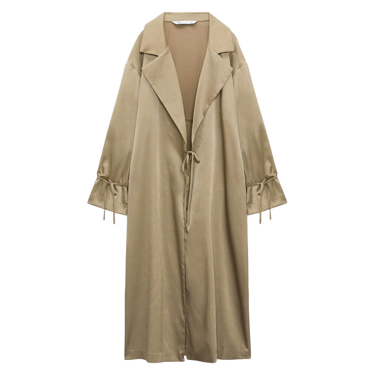 

Тренч Zara Creased-effect Flowing, хаки