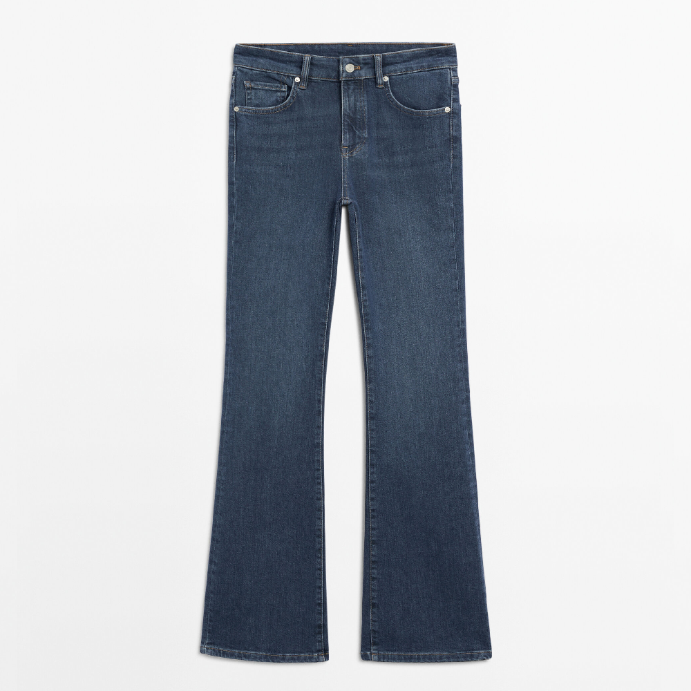 Джинсы Massimo Dutti High-waist Flare Jeans, синий джинсы massimo dutti skinny flare fit high waist темно синий