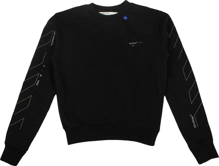 Толстовка Off-White Diag Unfinished Slim Crewneck 'Black / Silver', черный - фото