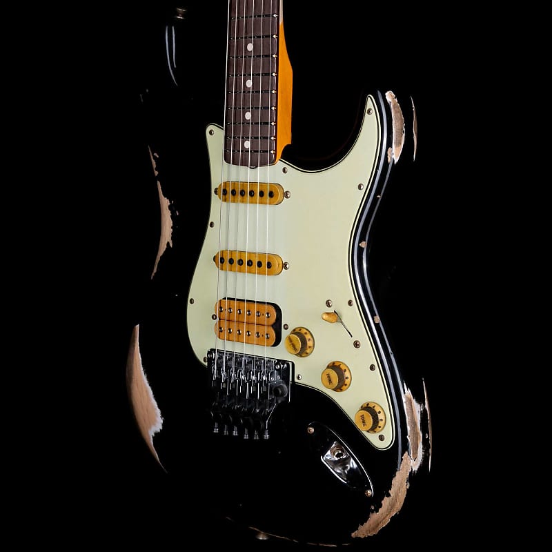 электрогитара fender custom shop levi perry masterbuilt 1962 stratocaster brazilian rosewood board heavy relic fiesta red with gold hardware Fender Custom Shop Alley Cat Stratocaster Rosewood Board Heavy Relic HSS Floyd Rose Black