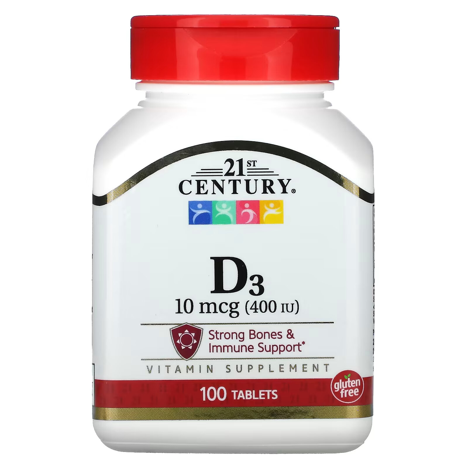 21st Century, витамин D3, 10 мкг (400 МЕ), 100 таблеток витамин d3 kal d3 10 мкг 400 ме 100 таблеток