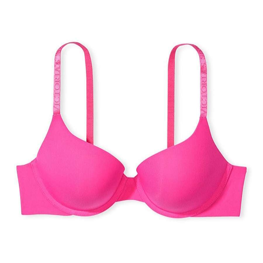 

Бюстгальтер Victoria's Secret The T-shirt Push-Up Perfect Shape, ярко-розовый