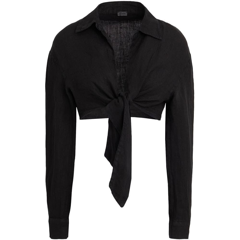 Блузка 8 by Yoox Linen Front Wrap, черный