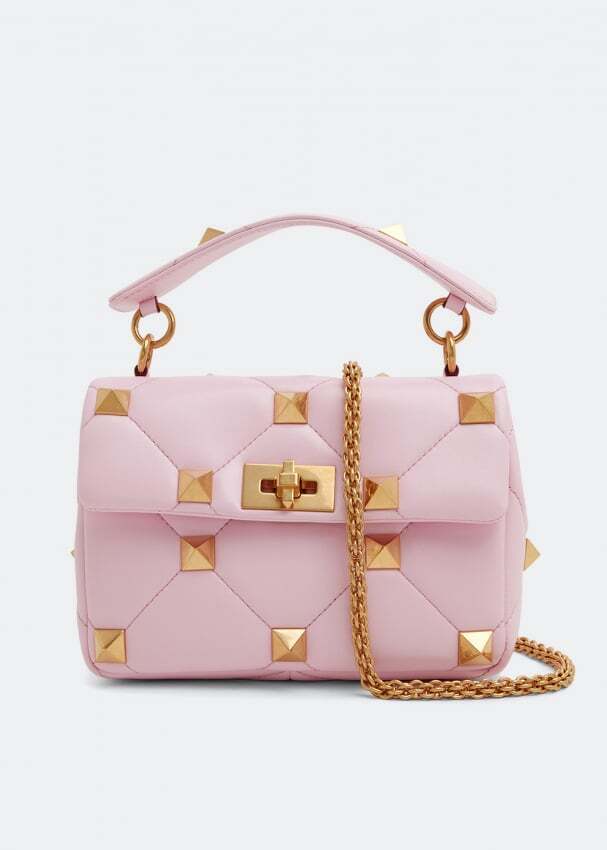 

Сумка VALENTINO GARAVANI Roman Stud medium shoulder bag, розовый