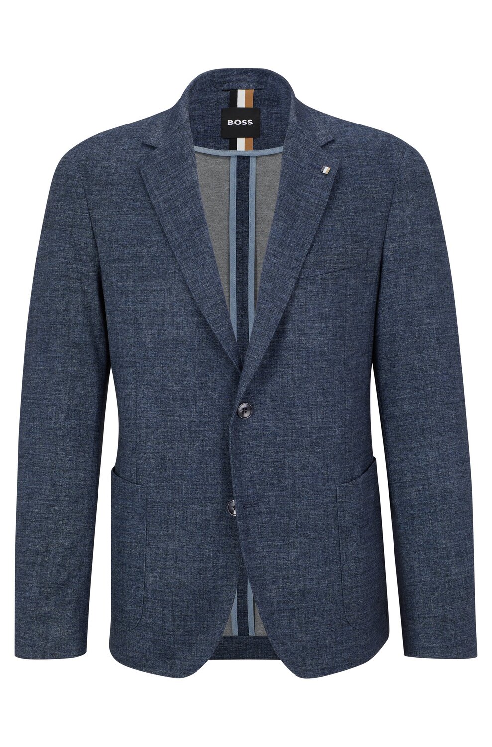 

Пиджак Hugo Boss Slim-fit In Melange Stretch Jersey, темно-синий