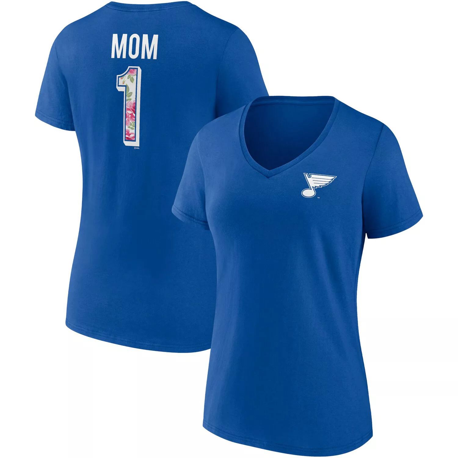 Синяя женская футболка Fanatics с v-образным вырезом ко Дню матери St. Louis Blues Team Fanatics женская футболка с v образным вырезом и логотипом cardinal arizona cardinals team ко дню матери fanatics