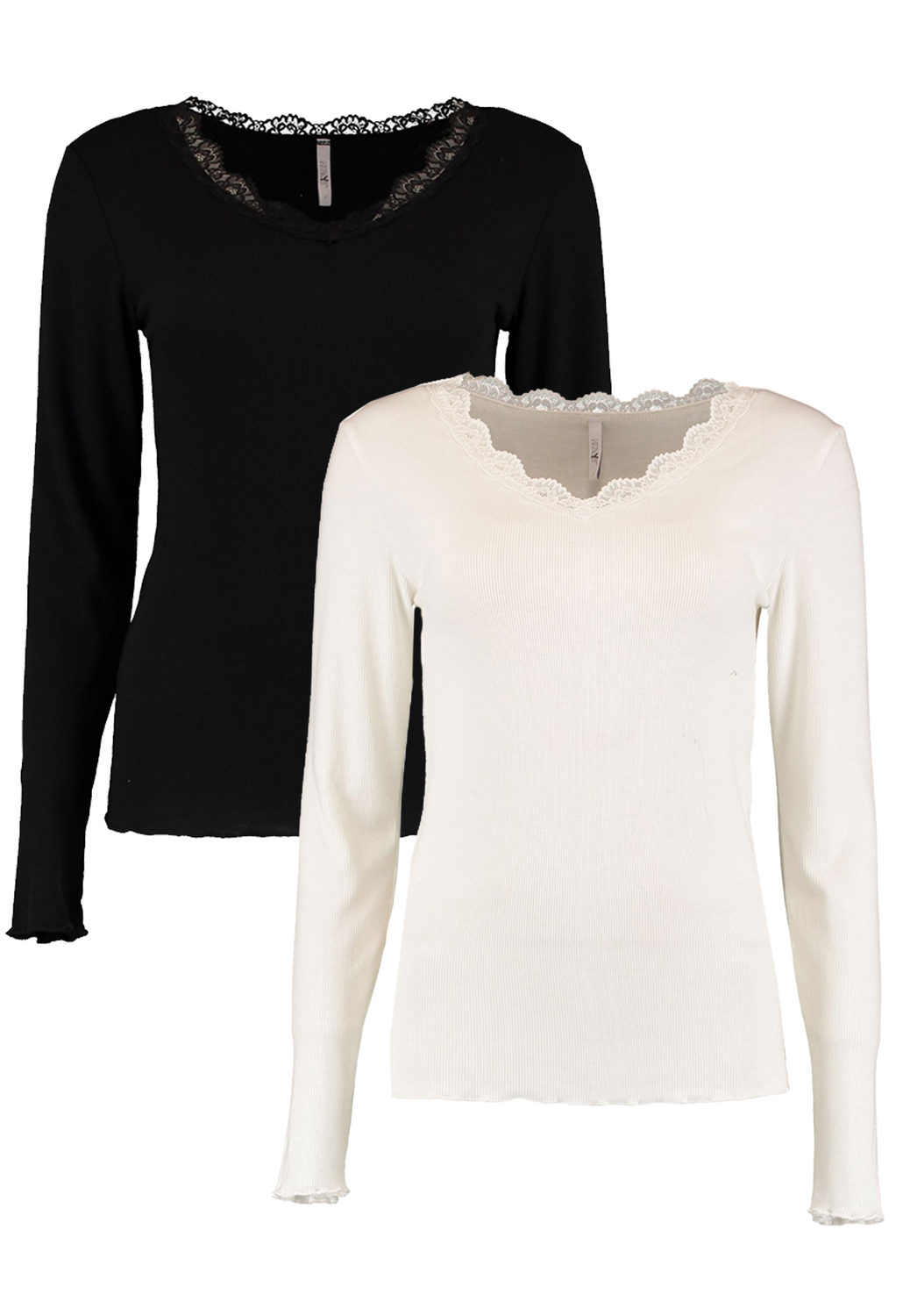 

Футболка Hailys Langarm 2 er Set Spitzen Top Fi44ona, черный