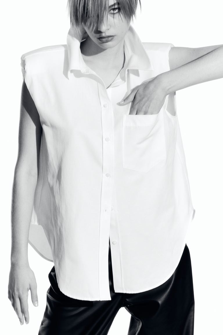 Блузка без рукавов с подплечниками H&M, белый