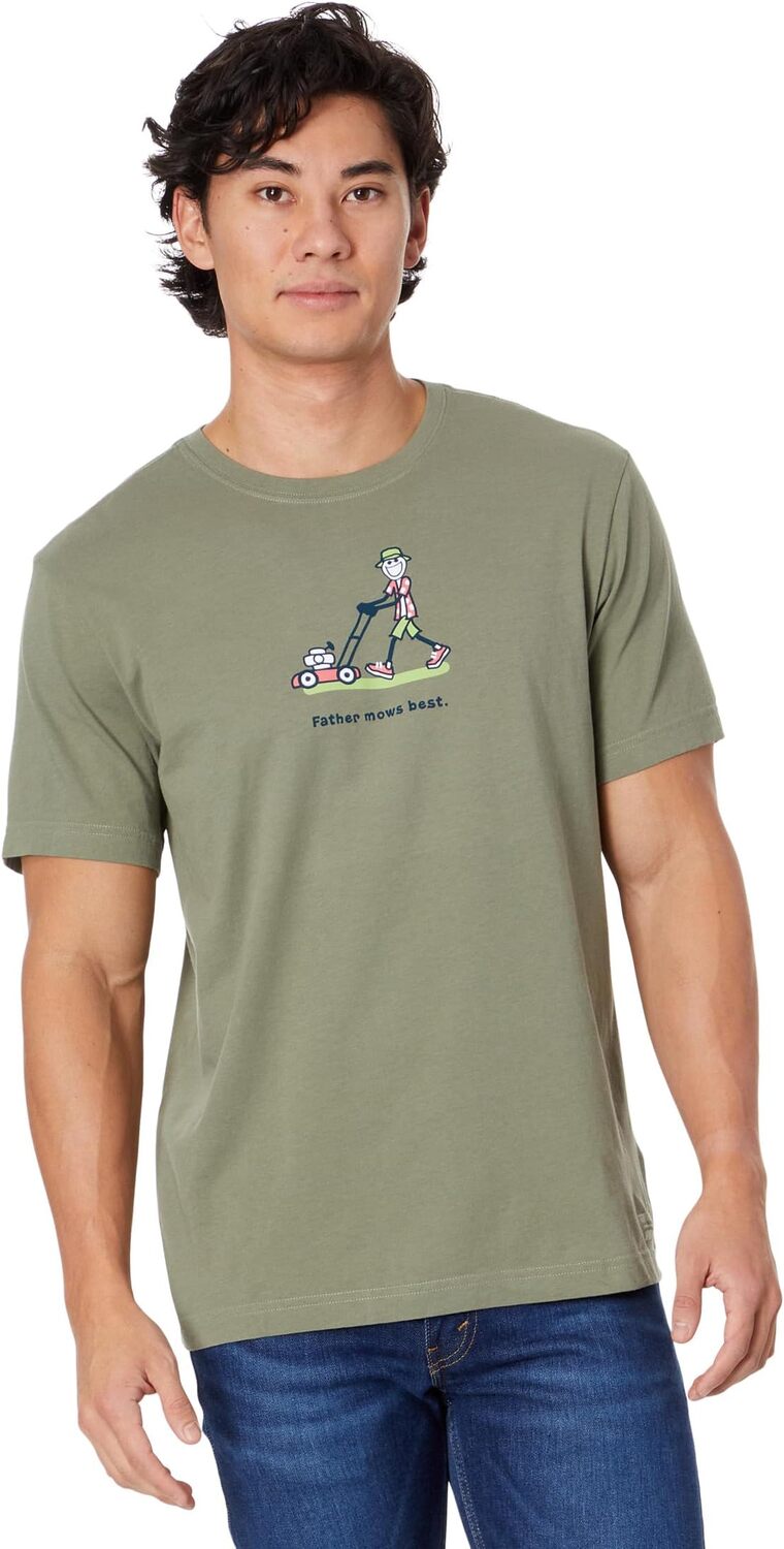 

Футболка Crusher-Lite с короткими рукавами Jake Father Mows Best Push Mower Life is Good, цвет Moss Green