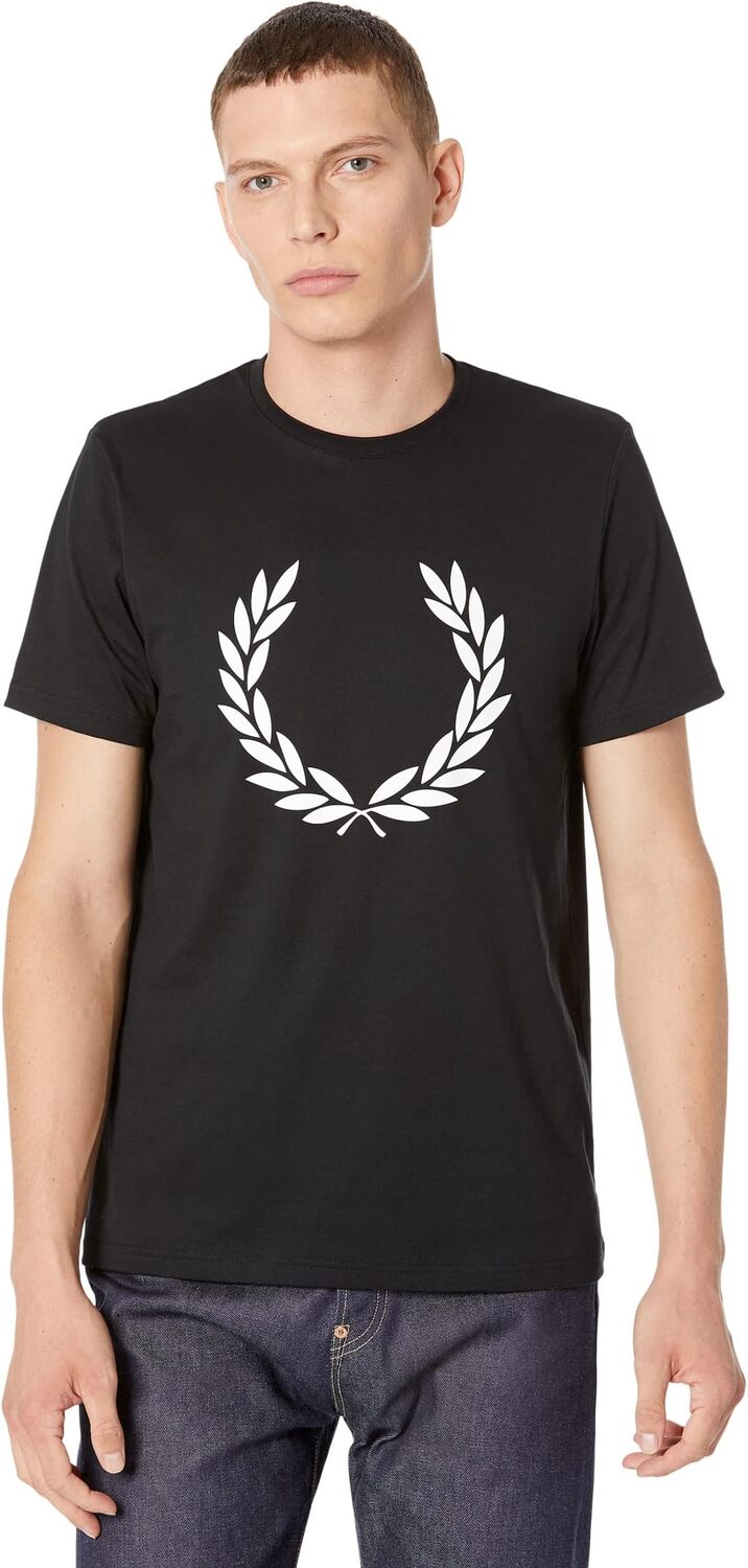 

Футболка с принтом лавровый венок Fred Perry, черный