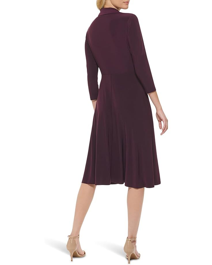 

Платье Tommy Hilfiger V-Neck Twist Waist with 3/4 Sleeve, цвет Aubergine