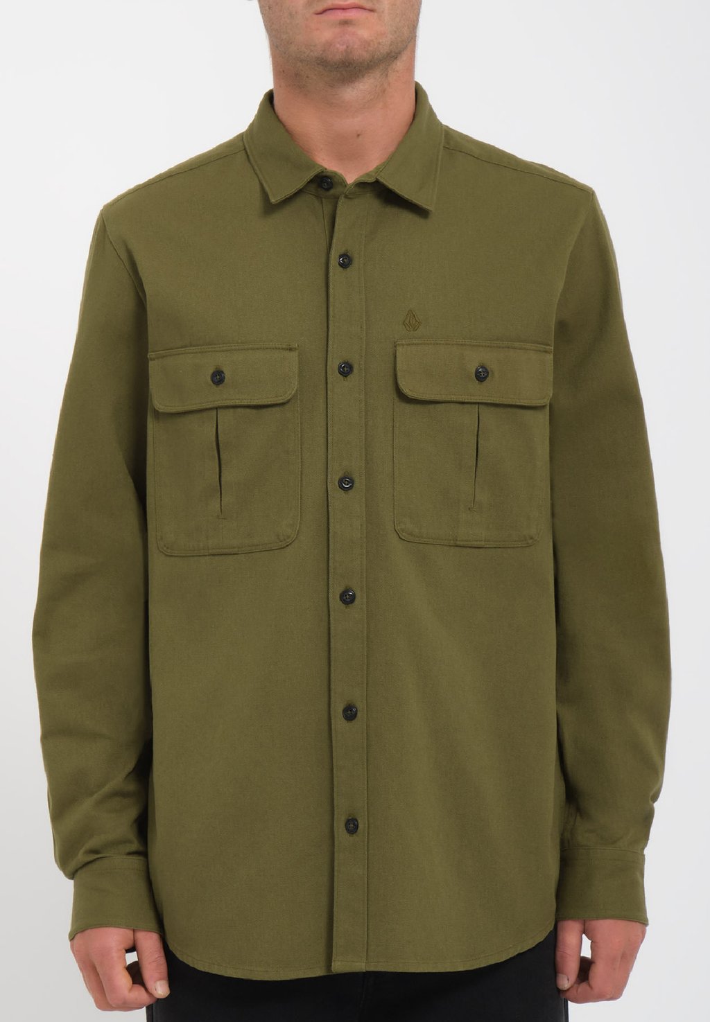 Рубашка Stone Benchmark Ls Volcom, цвет expedition green
