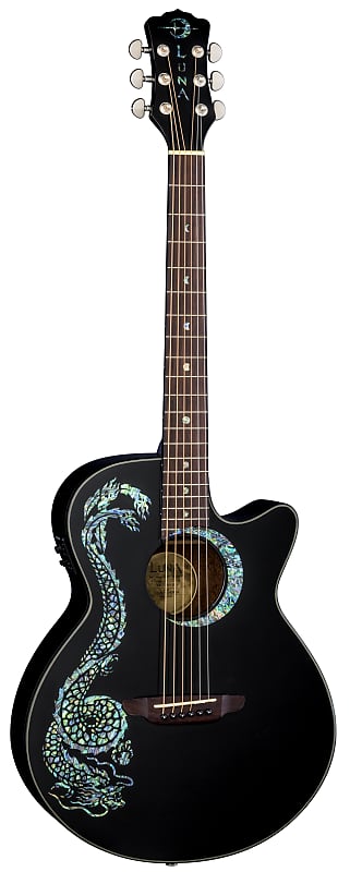 цена Акустическая гитара Luna FAU DRA BLK Fauna Dragon Black Acoustic/Electric Guitar - Classic Black