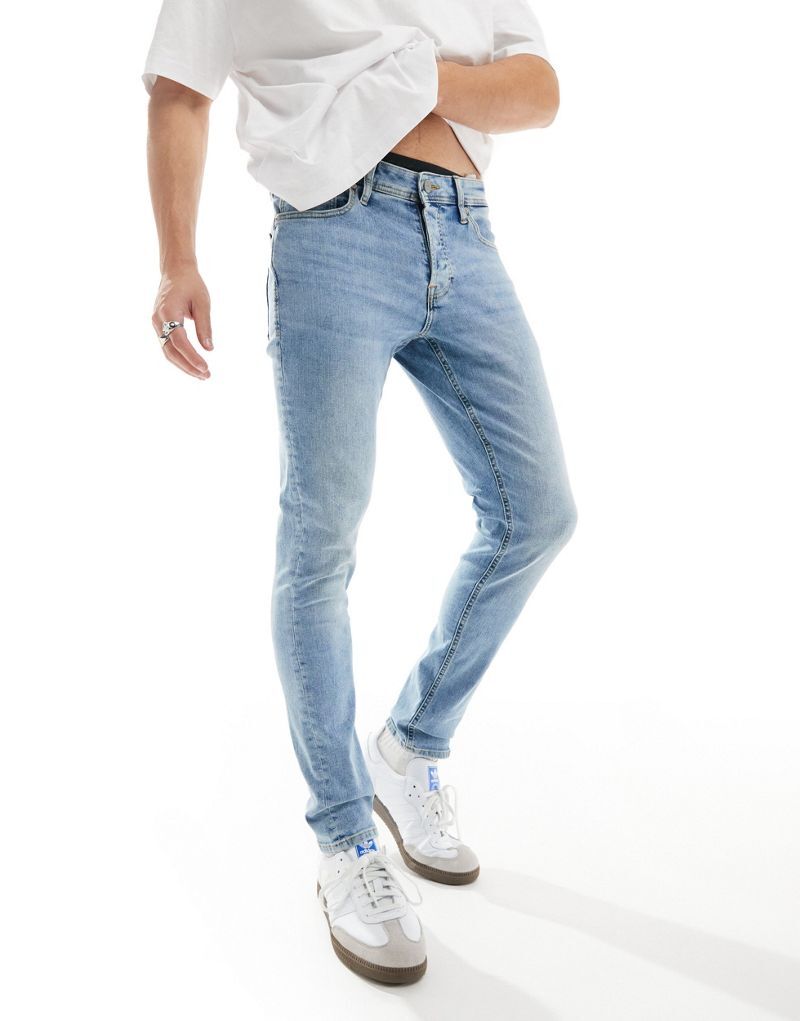 

Jack & Jones - Glenn - Синие узкие джинсы средней потертости