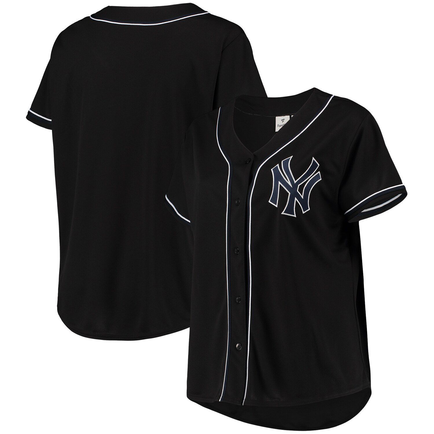 

Женский черный/темно-синий джерси на пуговицах New York Yankees больших размеров в стиле поп-музыки
