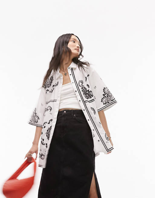 

Рубашка-бандана цвета слоновой кости с короткими рукавами Topshop