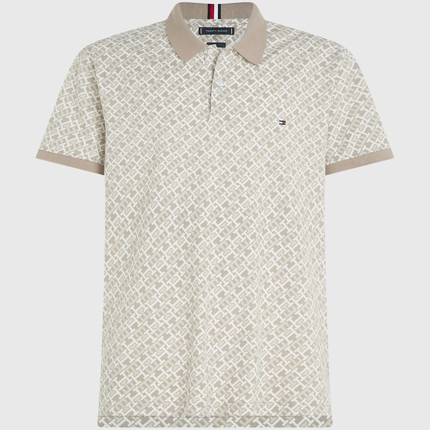 

Поло Tommy Hilfiger Allover Monogram, серовато-бежевый
