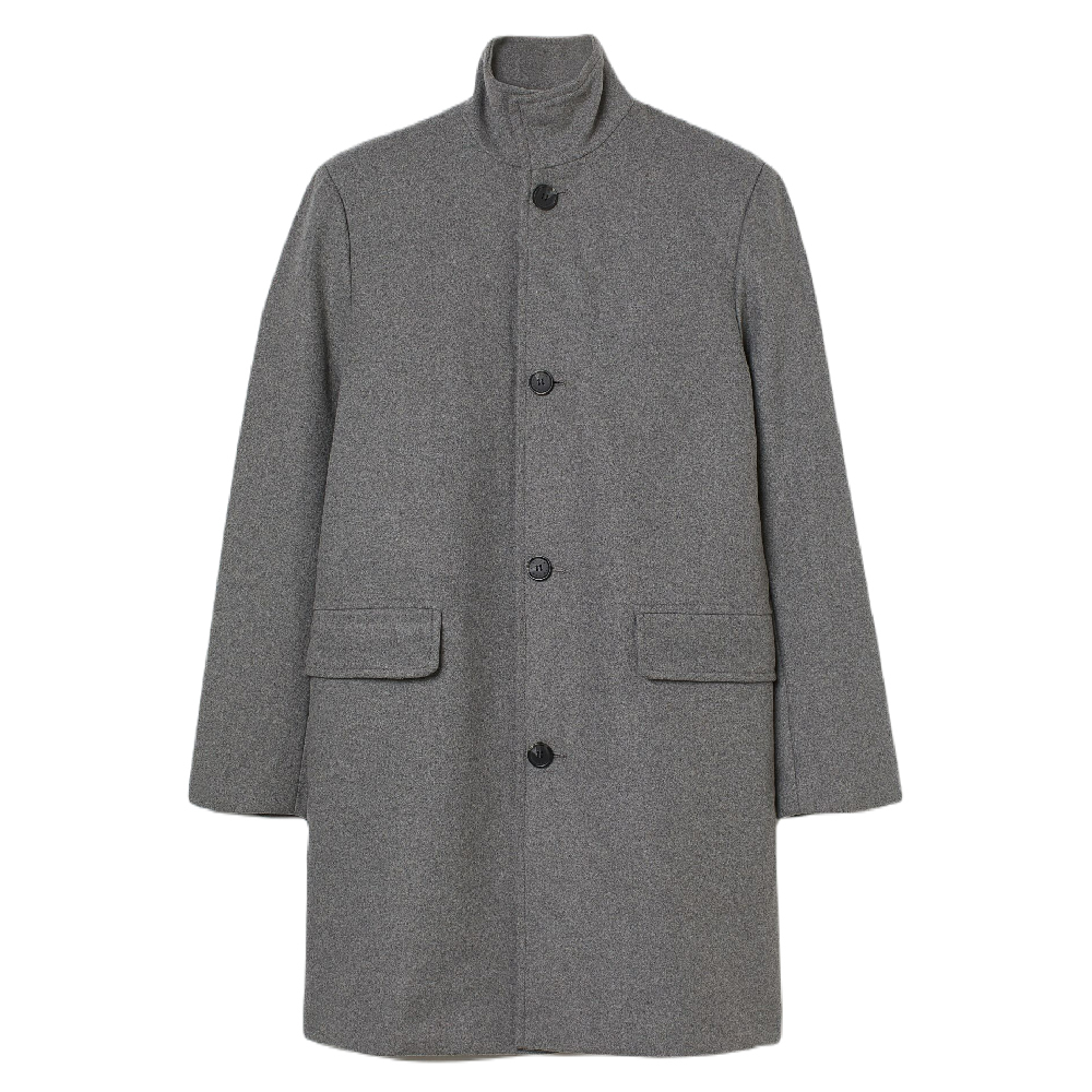

Пальто H&M Wool-blend Funnel-collar, серый