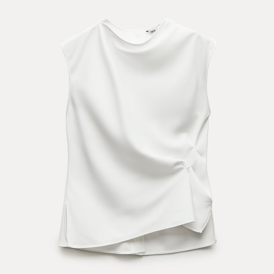 

Топ Zara ZW Collection Draped Crepe, экрю